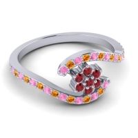 Simple Floral Pave Bypass Plava Ring