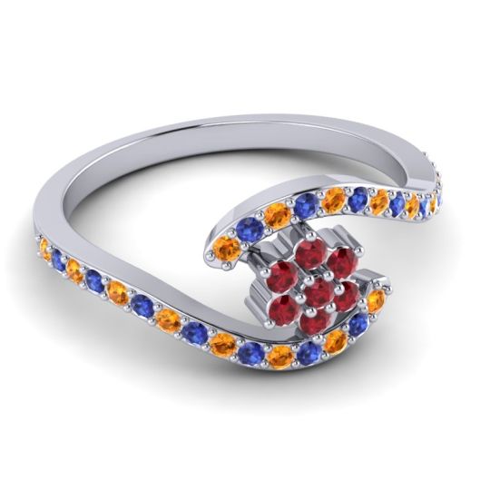 Simple Floral Pave Bypass Plava Ring