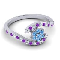 Simple Floral Pave Bypass Plava Ring