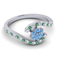 Simple Floral Pave Bypass Plava Ring