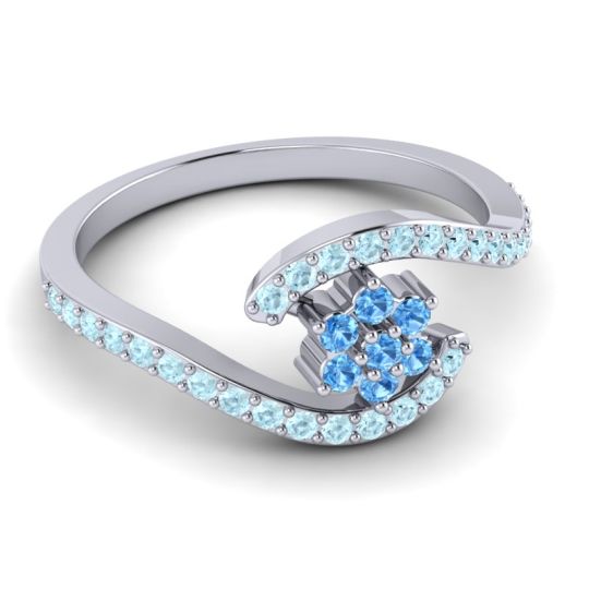 Simple Floral Pave Bypass Plava Ring