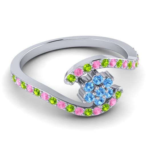 Simple Floral Pave Bypass Plava Ring