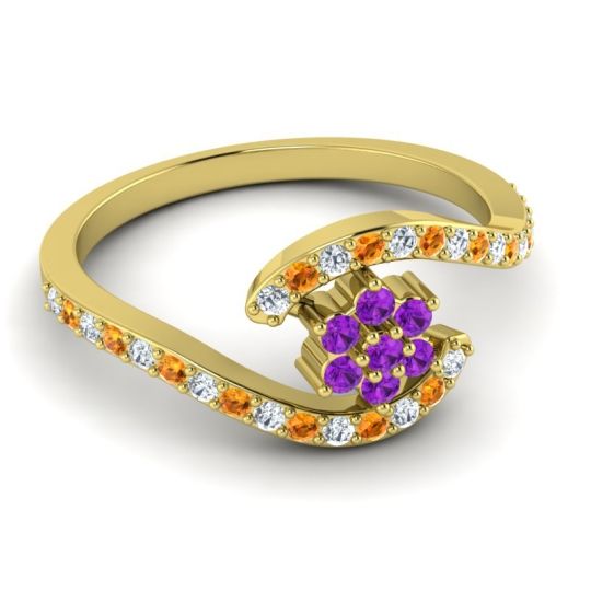 Simple Floral Pave Bypass Plava Ring
