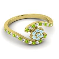 Simple Floral Pave Bypass Plava Ring