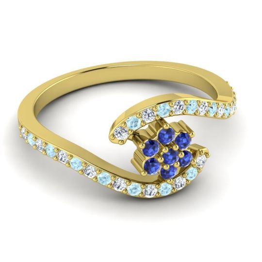 Simple Floral Pave Bypass Plava Ring
