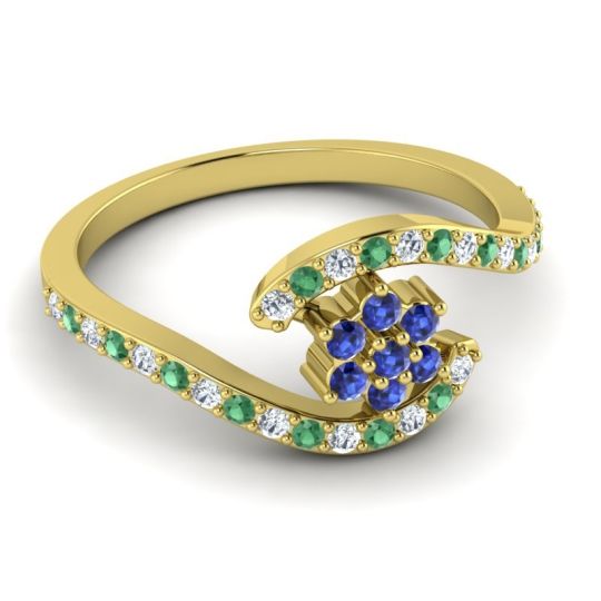 Simple Floral Pave Bypass Plava Ring