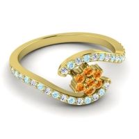 Simple Floral Pave Bypass Plava Ring