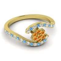 Simple Floral Pave Bypass Plava Ring