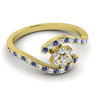 Simple Floral Pave Bypass Plava Ring