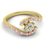 Simple Floral Pave Bypass Plava Ring