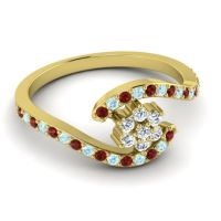 Simple Floral Pave Bypass Plava Ring