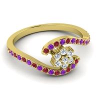 Simple Floral Pave Bypass Plava Ring