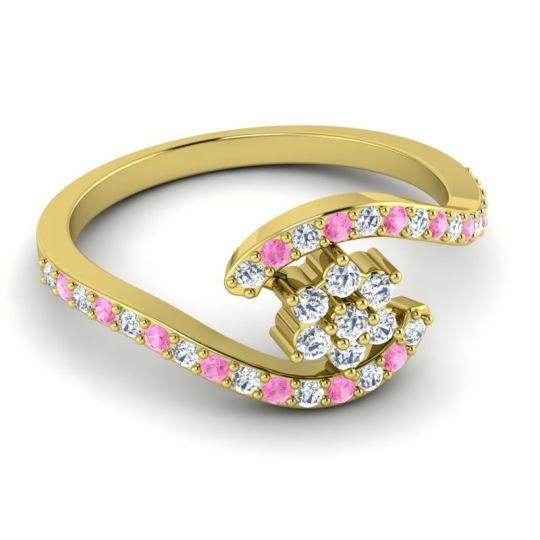 Simple Floral Pave Bypass Plava Ring