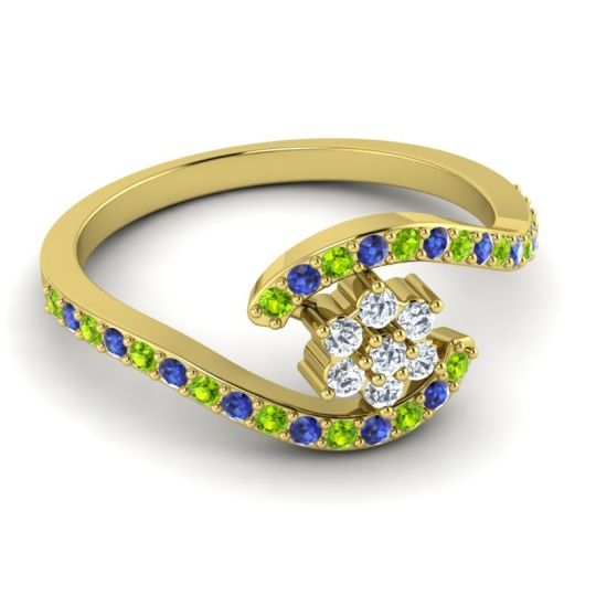 Simple Floral Pave Bypass Plava Ring