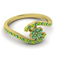 Simple Floral Pave Bypass Plava Ring