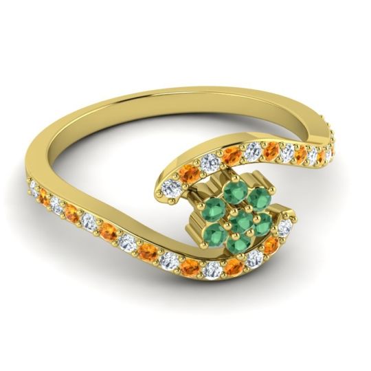 Simple Floral Pave Bypass Plava Ring