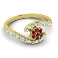 Simple Floral Pave Bypass Plava Ring