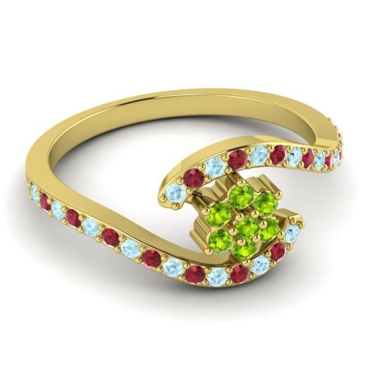 Simple Floral Pave Bypass Plava Ring