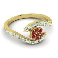 Simple Floral Pave Bypass Plava Ring