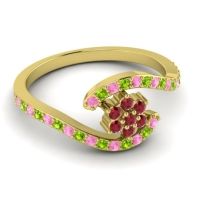 Simple Floral Pave Bypass Plava Ring