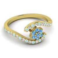 Simple Floral Pave Bypass Plava Ring