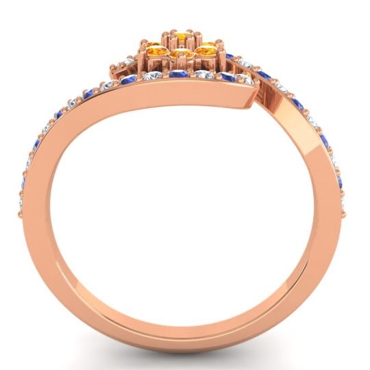 Simple Floral Pave Bypass Plava Ring