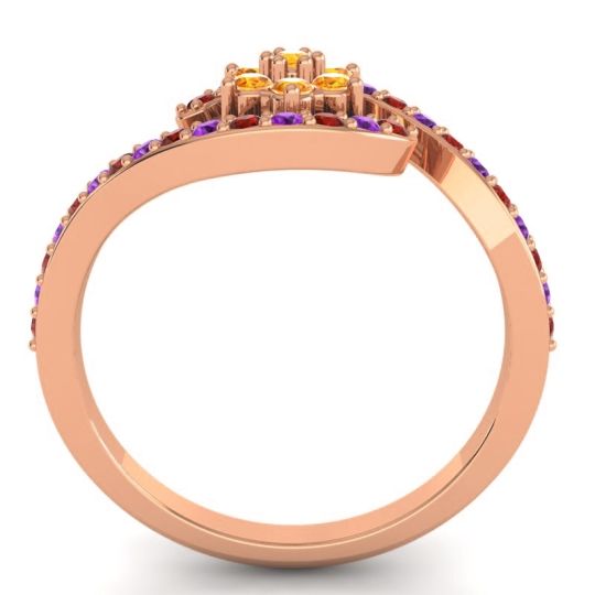 Simple Floral Pave Bypass Plava Ring