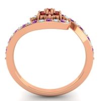 Simple Floral Pave Bypass Plava Ring