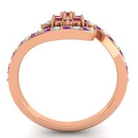 Simple Floral Pave Bypass Plava Ring