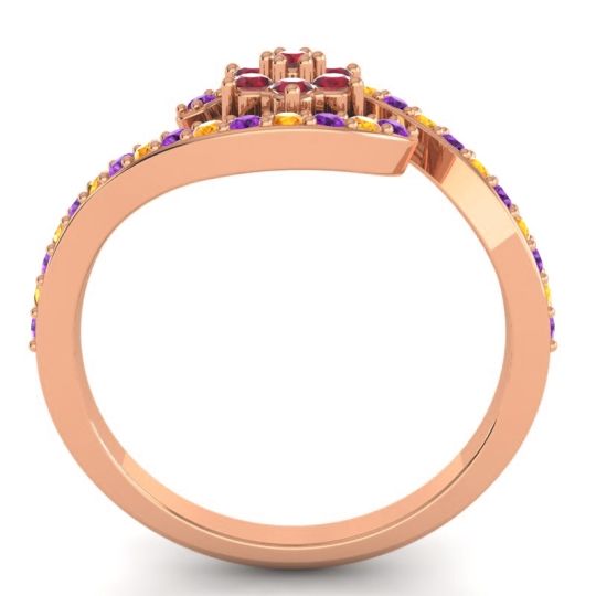 Simple Floral Pave Bypass Plava Ring