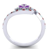 Simple Floral Pave Bypass Plava Ring