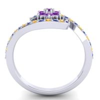 Simple Floral Pave Bypass Plava Ring