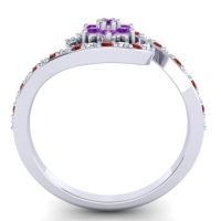Simple Floral Pave Bypass Plava Ring