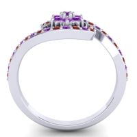 Simple Floral Pave Bypass Plava Ring