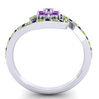 Simple Floral Pave Bypass Plava Ring