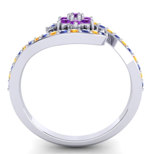 Simple Floral Pave Bypass Plava Ring