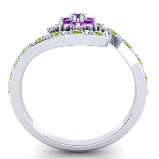 Simple Floral Pave Bypass Plava Ring