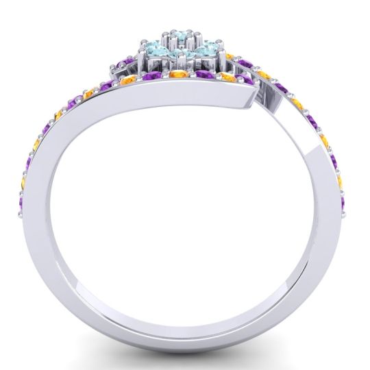 Simple Floral Pave Bypass Plava Ring