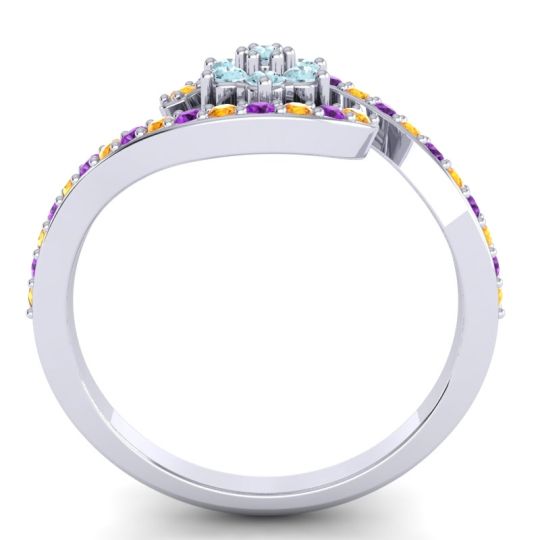 Simple Floral Pave Bypass Plava Ring