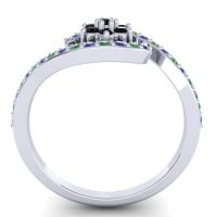 Simple Floral Pave Bypass Plava Ring