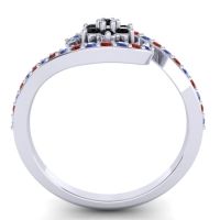 Simple Floral Pave Bypass Plava Ring