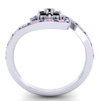 Simple Floral Pave Bypass Plava Ring