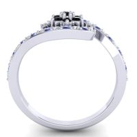 Simple Floral Pave Bypass Plava Ring