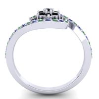 Simple Floral Pave Bypass Plava Ring