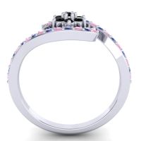 Simple Floral Pave Bypass Plava Ring