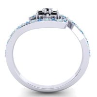 Simple Floral Pave Bypass Plava Ring