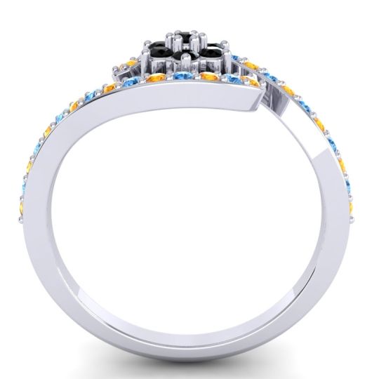 Simple Floral Pave Bypass Plava Ring