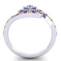 Simple Floral Pave Bypass Plava Ring