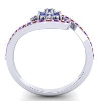 Simple Floral Pave Bypass Plava Ring