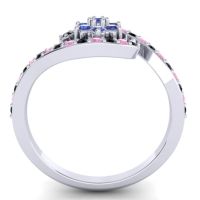 Simple Floral Pave Bypass Plava Ring